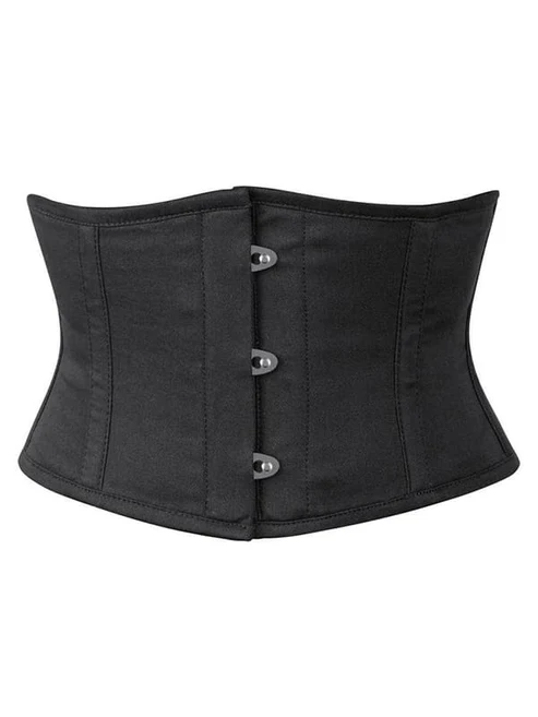 Short Black Cotton Waspie Waist Cincher Corset Short Black Cotton Waspie Waist Cincher Corset