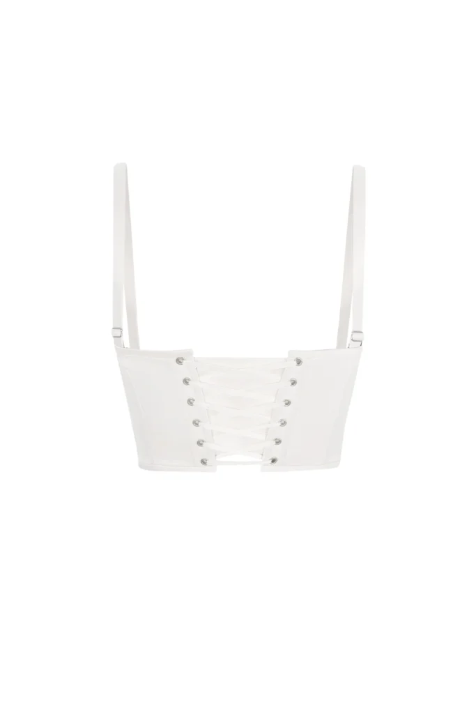 White Short Satin Bustier Top Corset