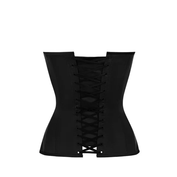 Black satin Corset Top With Transparent Beige Front