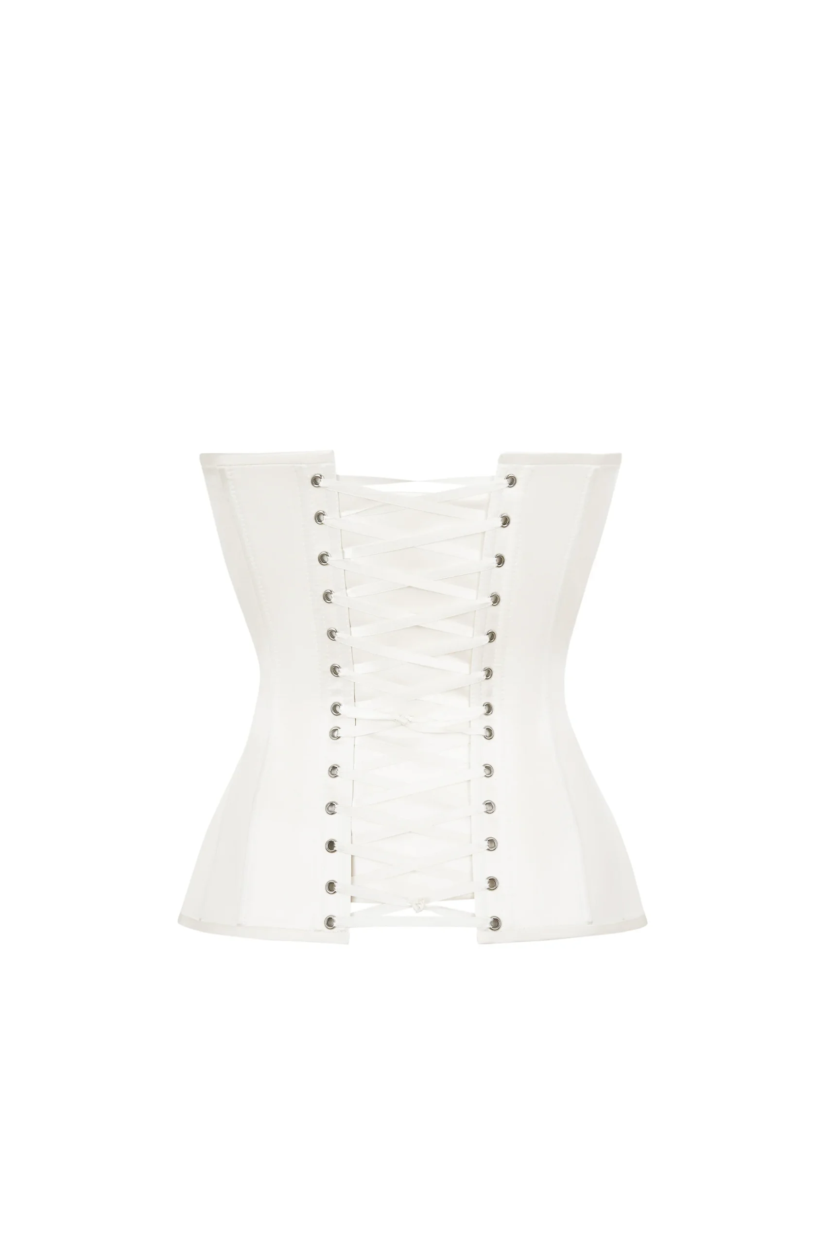 Cupped Corset Top in White Satin and Mesh Cupped Corset Top in White Satin and Mesh