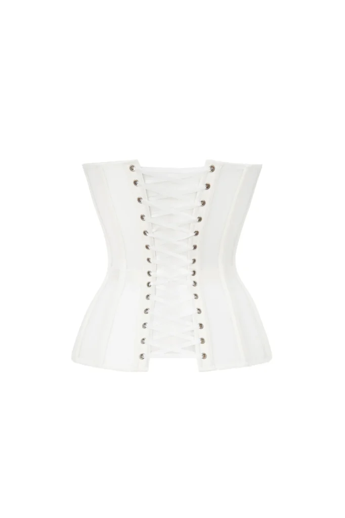 White Mesh Corset Top with Satin Cups