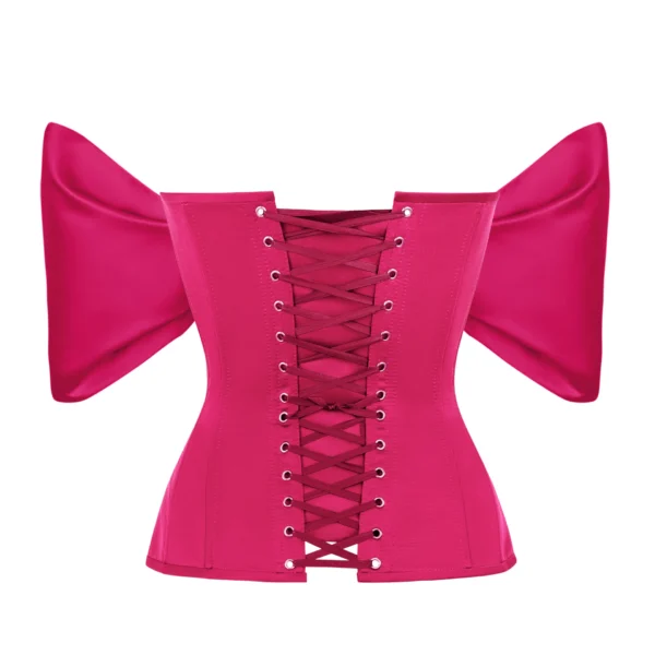 Shocking Pink Satin Corset with Detachable Sleeves