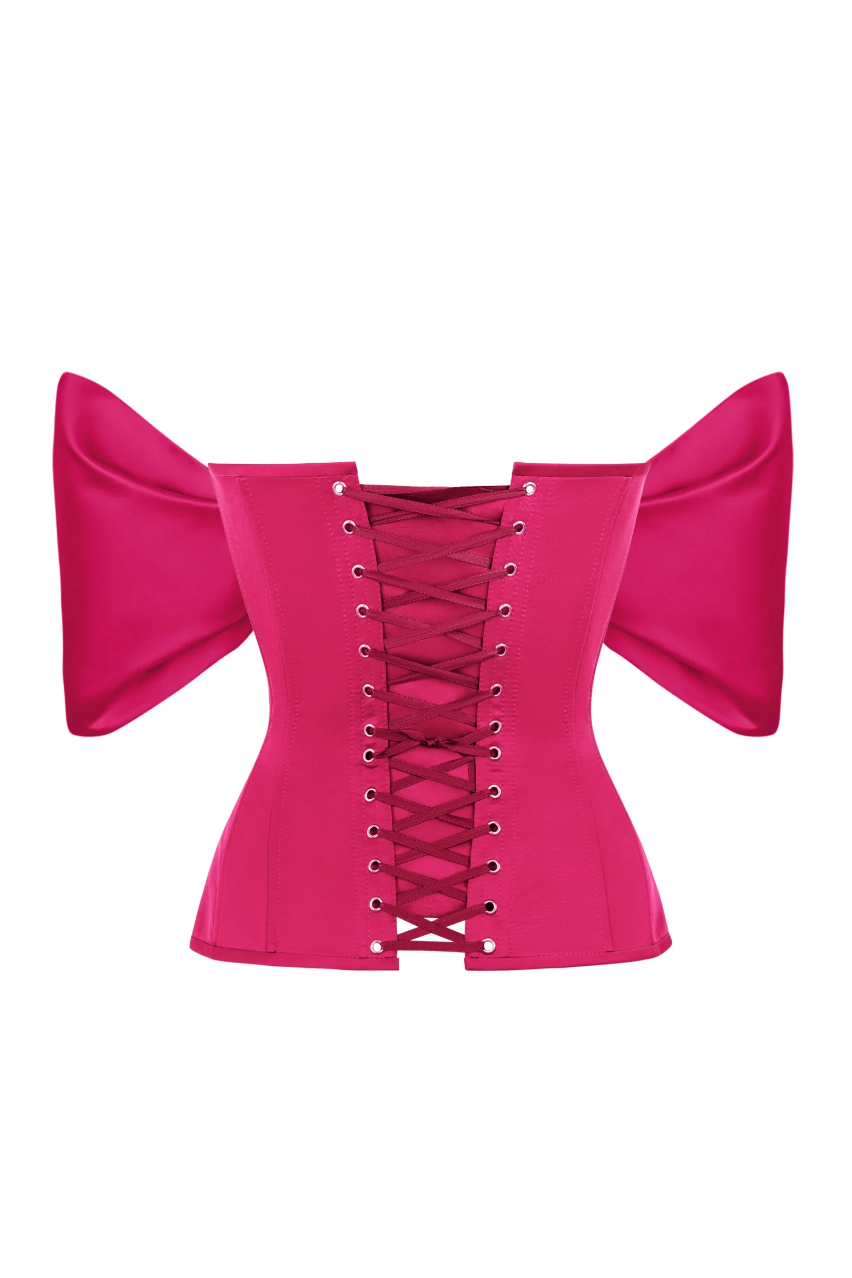 Shocking Pink Satin Corset with Detachable Sleeves Shocking Pink Satin Corset with Detachable Sleeves