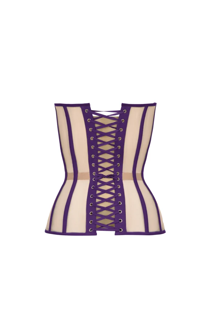 Purple Satin Corset with Transparent Back