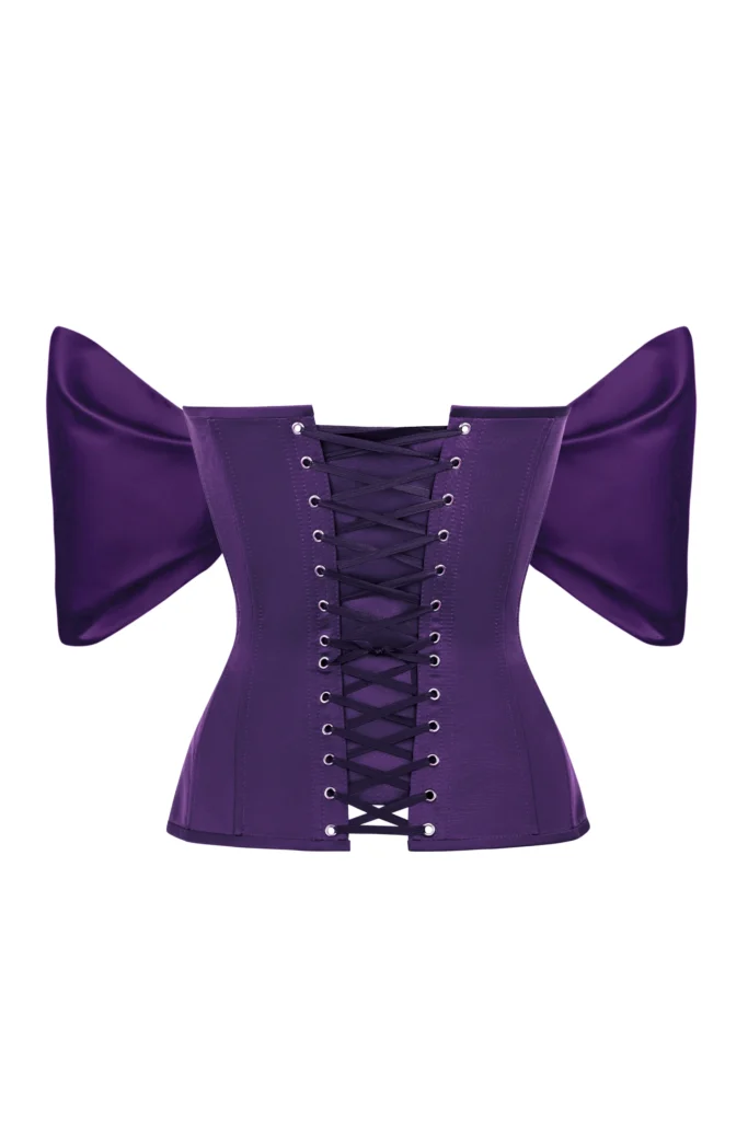 Purple Corset Top with Detachable Off Sleeves