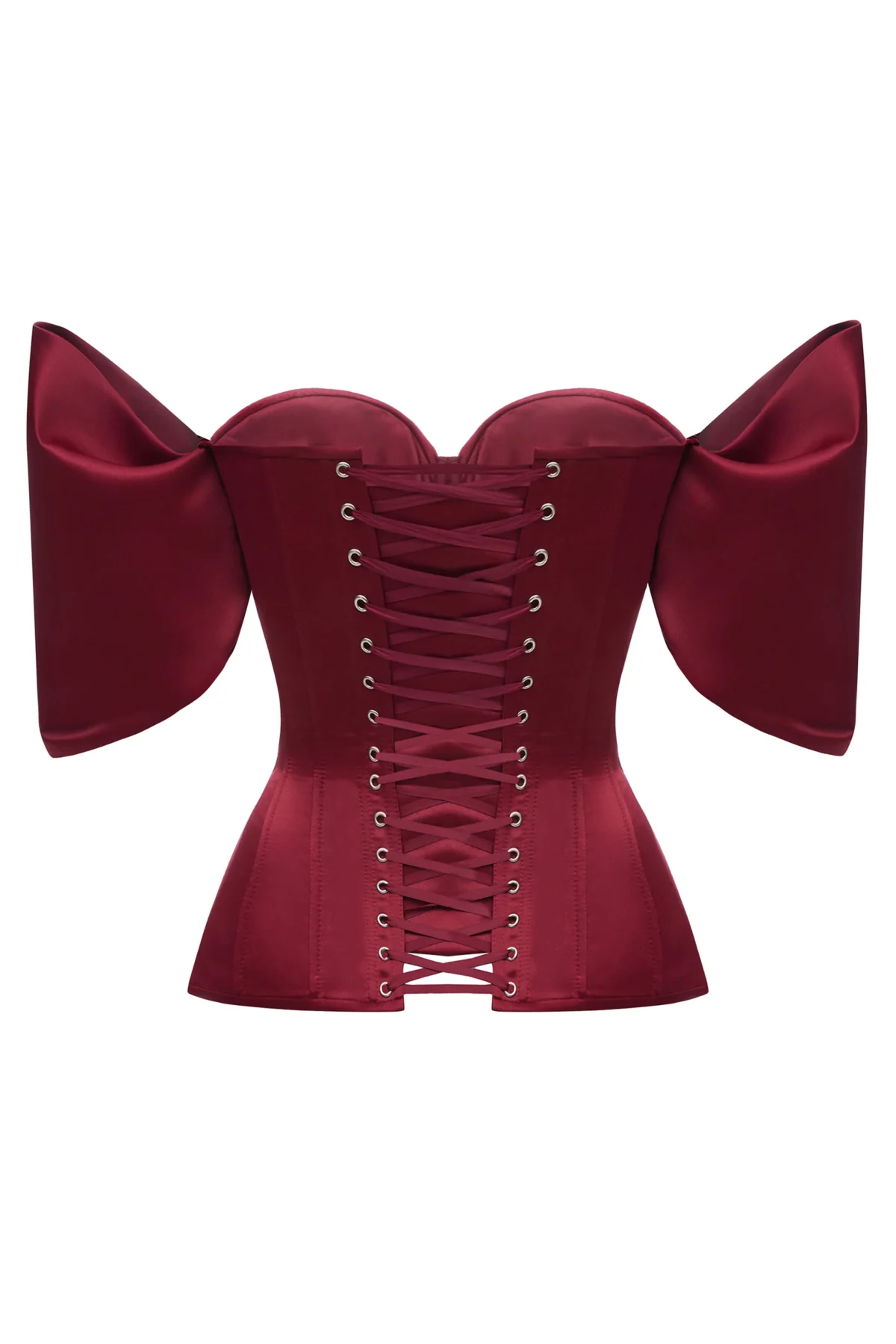 Burgundy Satin Corset with Detachable Sleeves