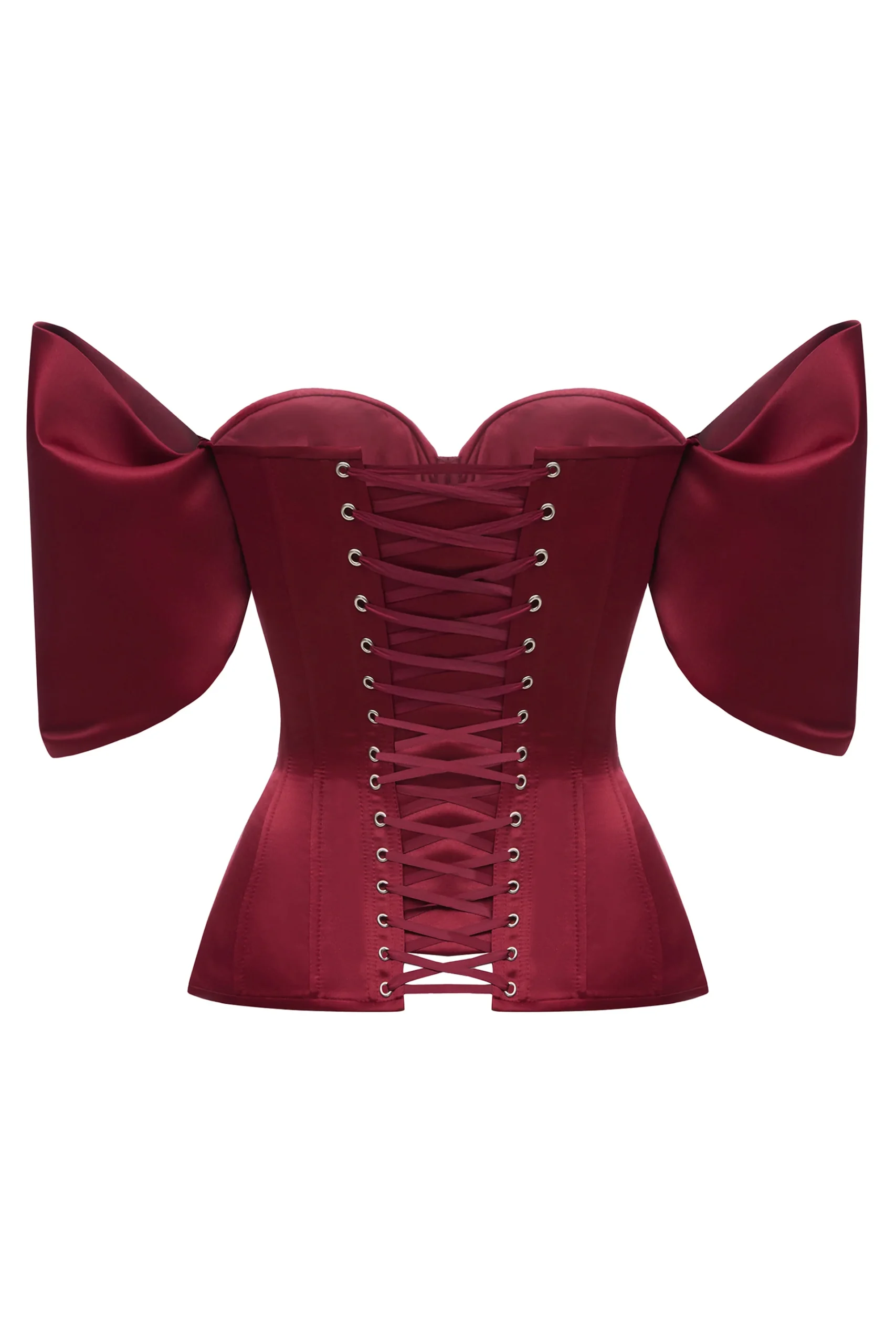 Burgundy Satin Corset with Detachable Sleeves Burgundy Satin Corset with Detachable Sleeves
