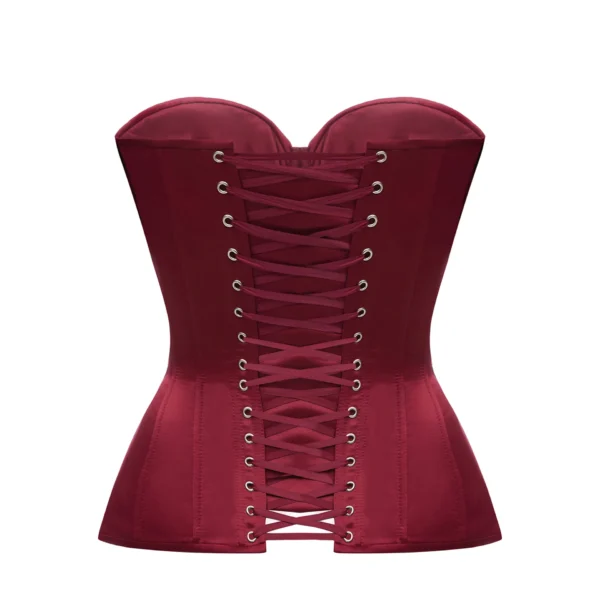 Burgundy Satin Overbust Bustier Corset Top