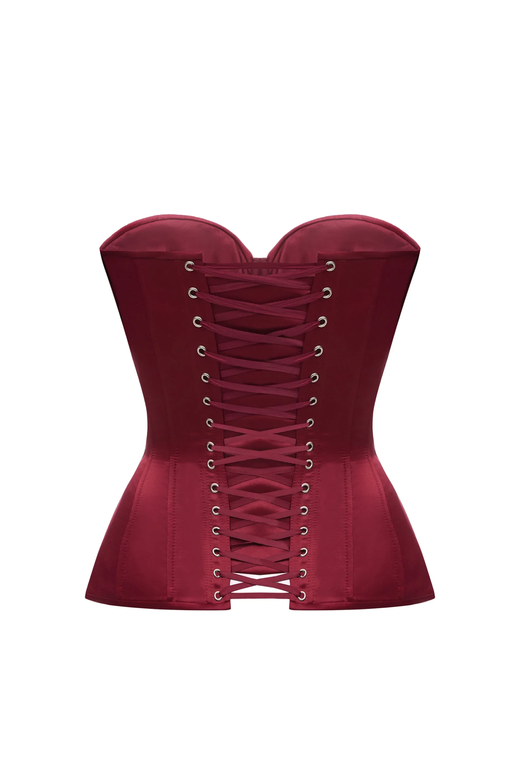 Burgundy Satin Overbust Bustier Corset Top Burgundy Satin Overbust Bustier Corset Top