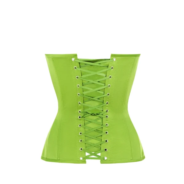 Green Overbust Satin Corset Top with Cups