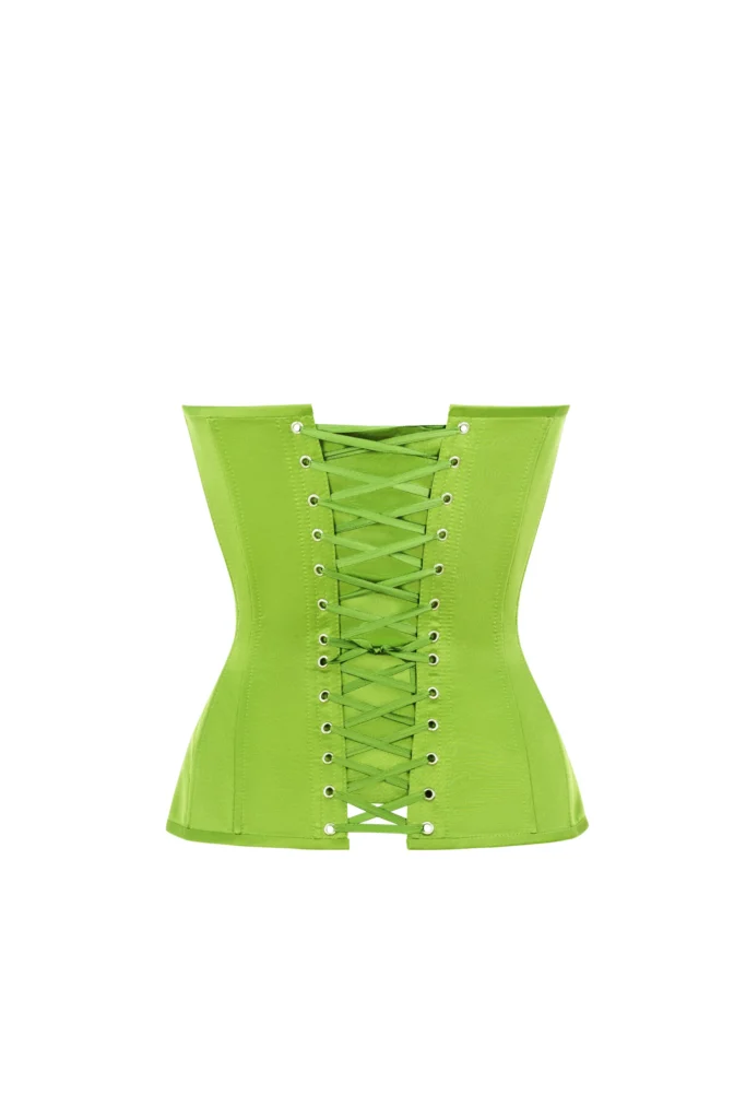 Green Overbust Satin Corset Top with Cups