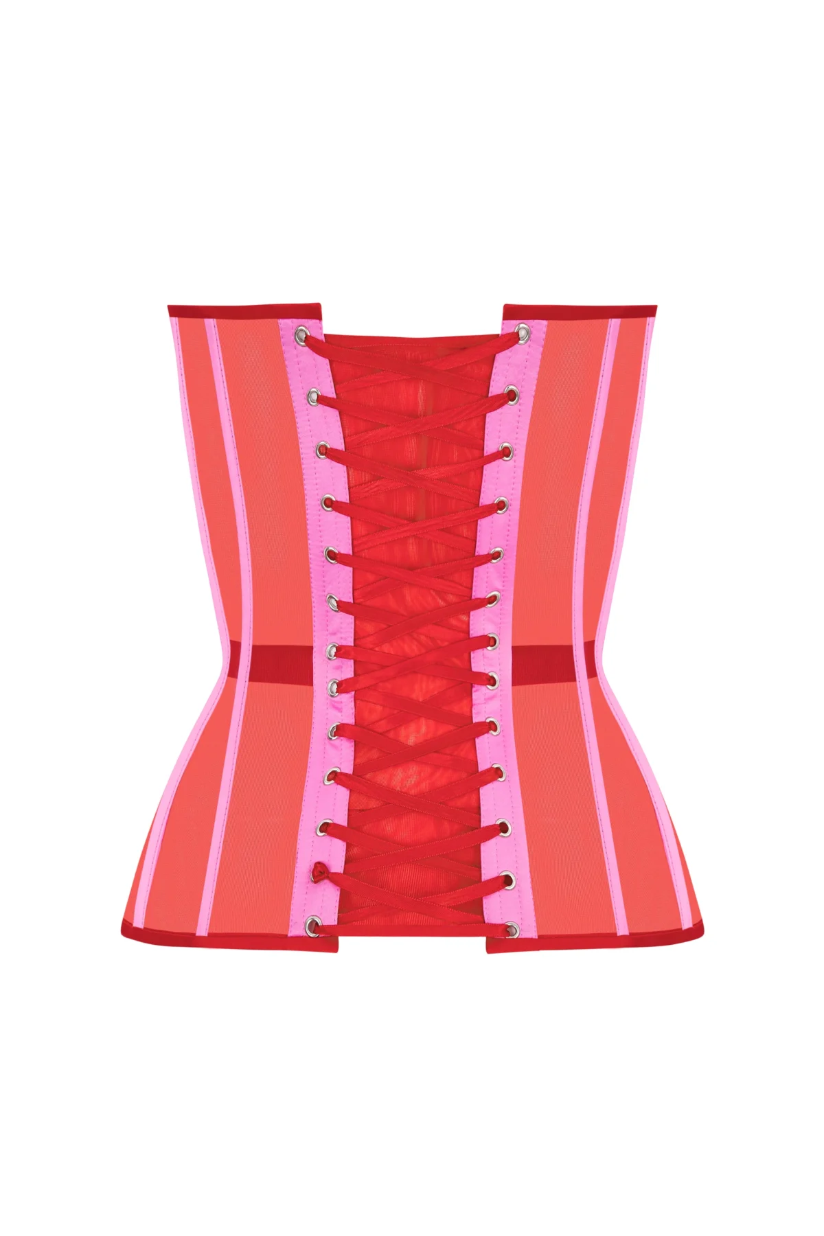 Red Corset Top with Pink Satin Cups