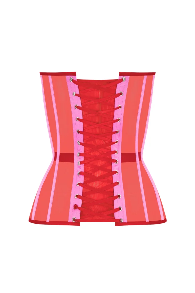 Red Corset Top with Pink Satin Cups