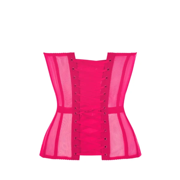 Hot Pink Mesh Corset Top with Satin Cups