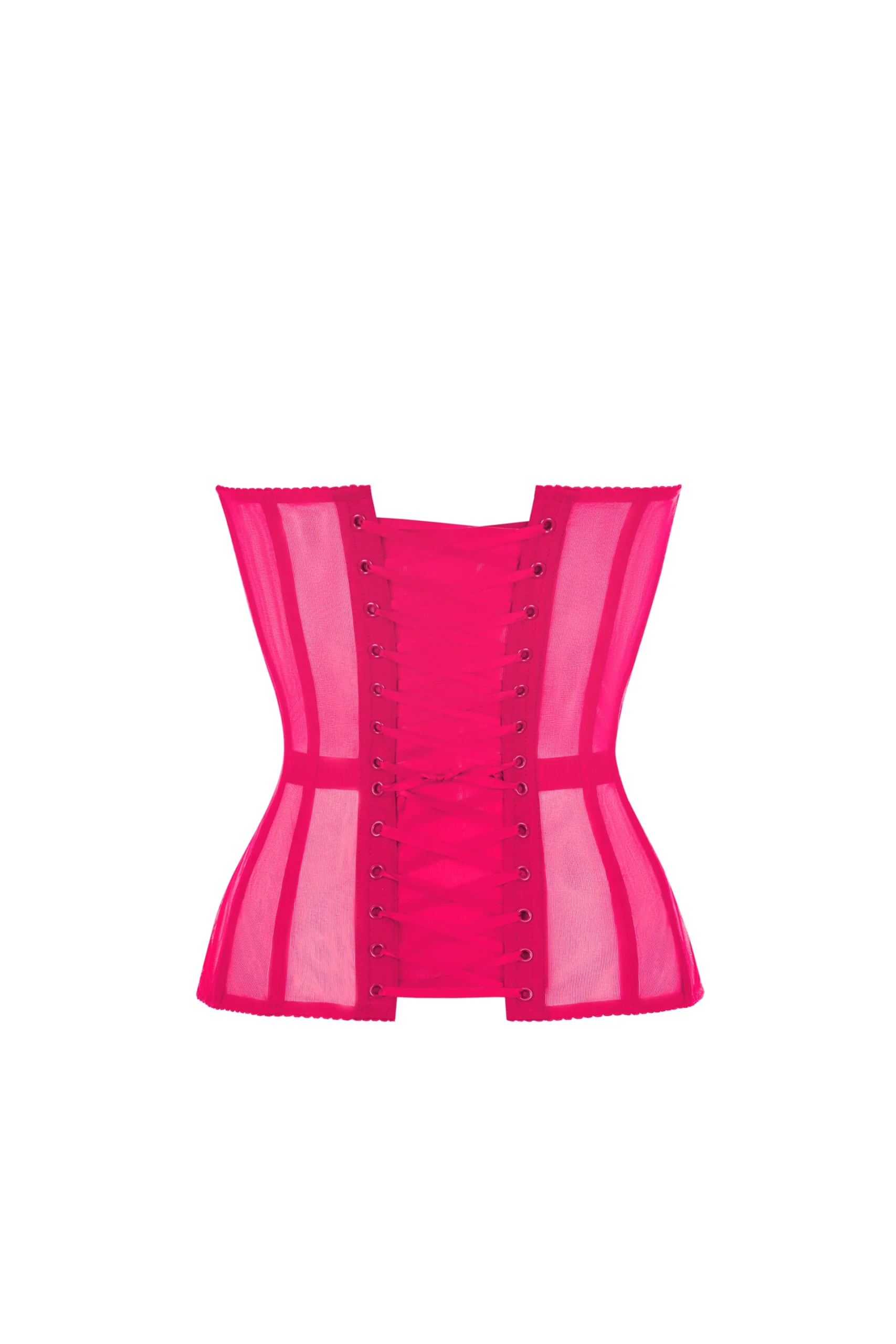 Hot Pink Mesh Corset Top with Satin Cups Hot Pink Mesh Corset Top with Satin Cups