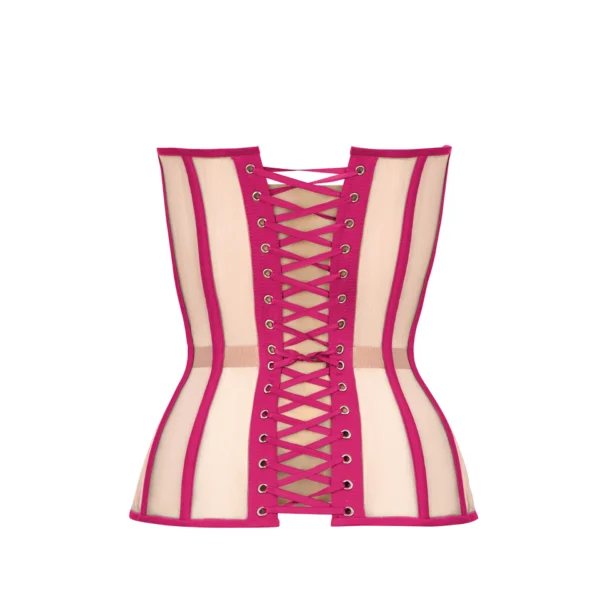 Shocking Pink Satin Corset with Transparent Back
