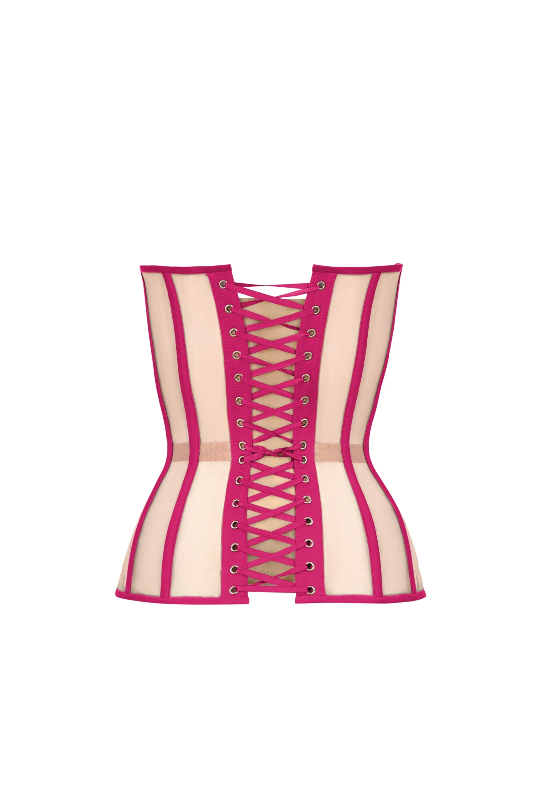 Shocking Pink Satin Corset with Transparent Back Shocking Pink Satin Corset with Transparent Back