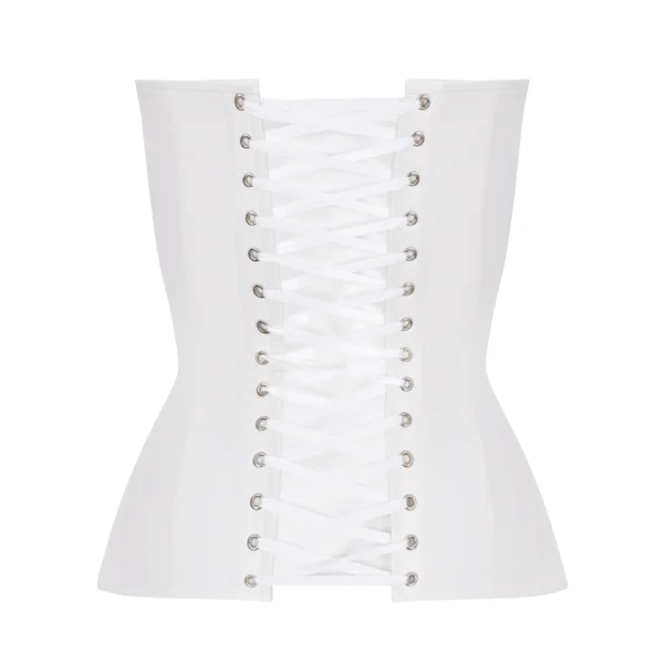 White Mesh and Satin Corset Top with Cups