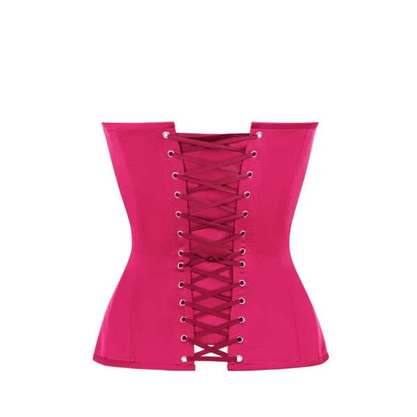 Shocking Pink Satin Corset with Cups
