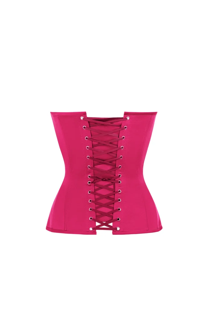 Shocking Pink Satin Corset with Cups
