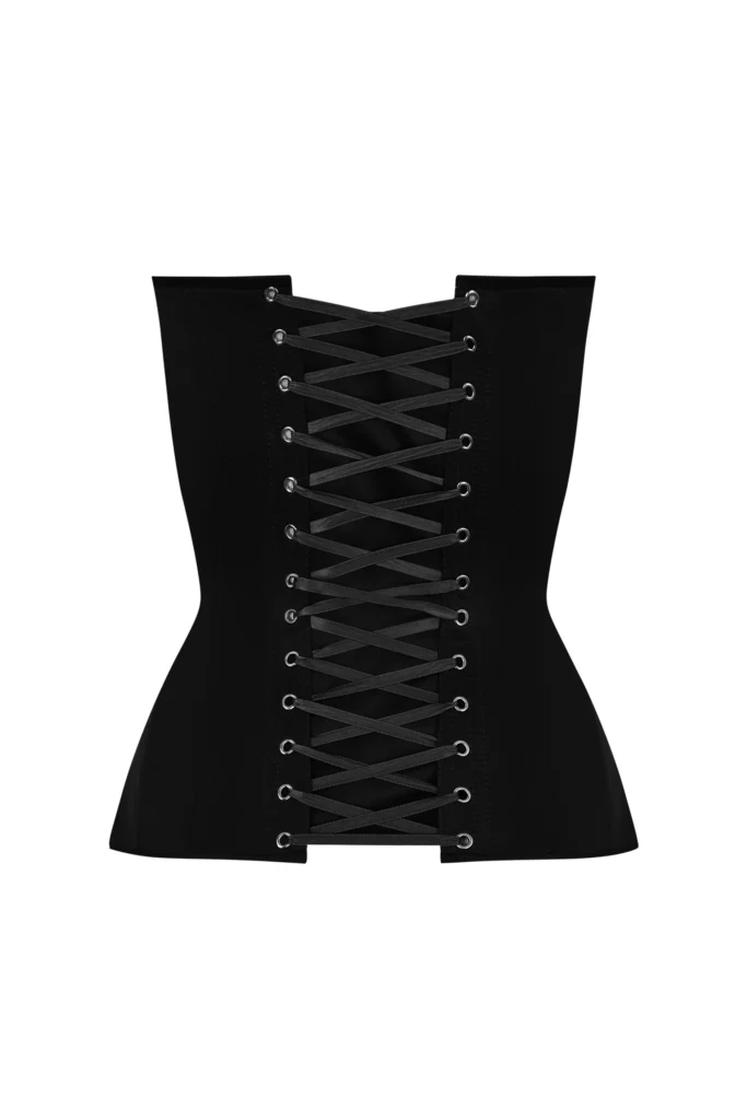 Black Satin Corset with Transparent Front