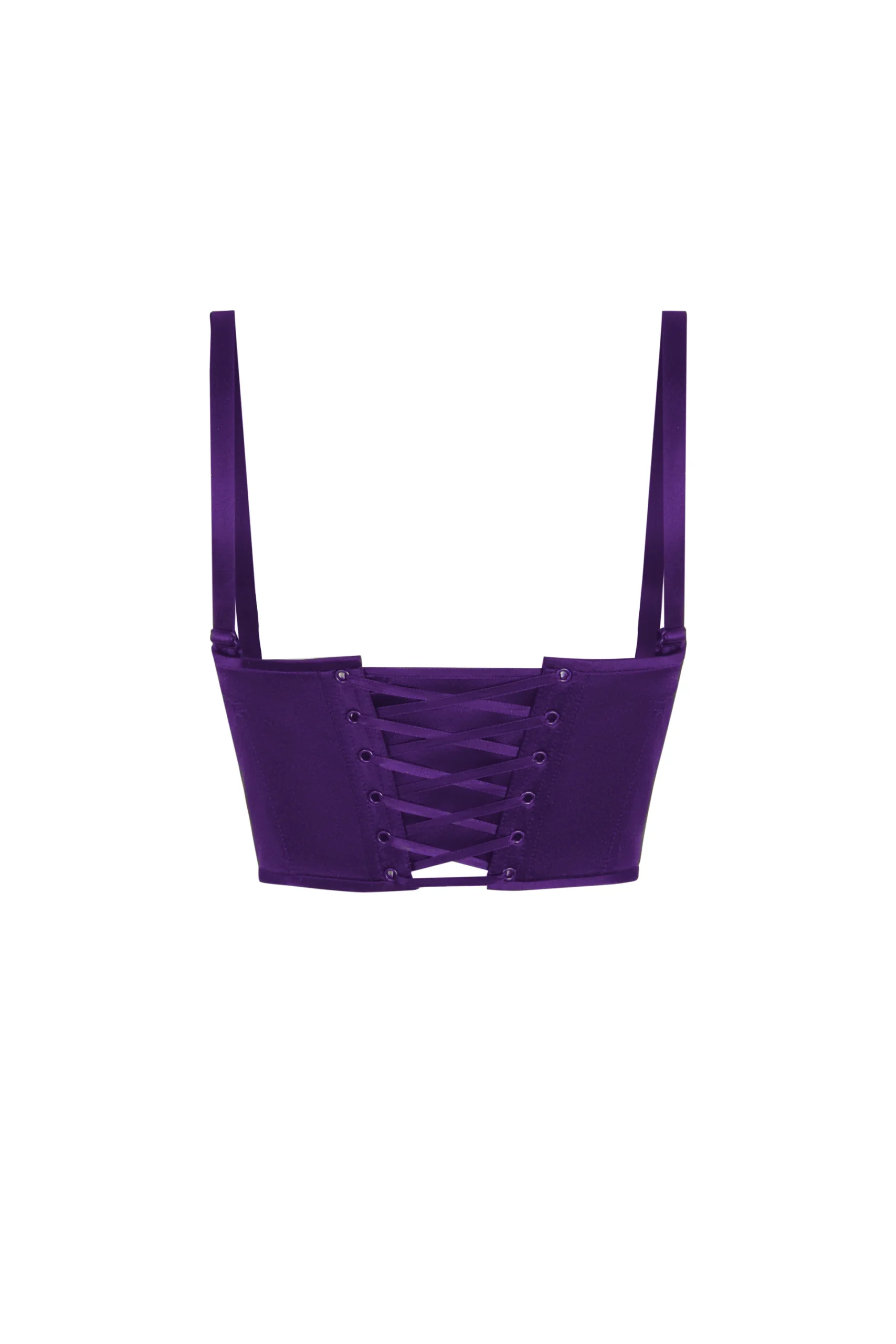 Purple Short Satin Bustier Top Corset with Shoulder Straps Purple Short Satin Bustier Top Corset with Shoulder Straps