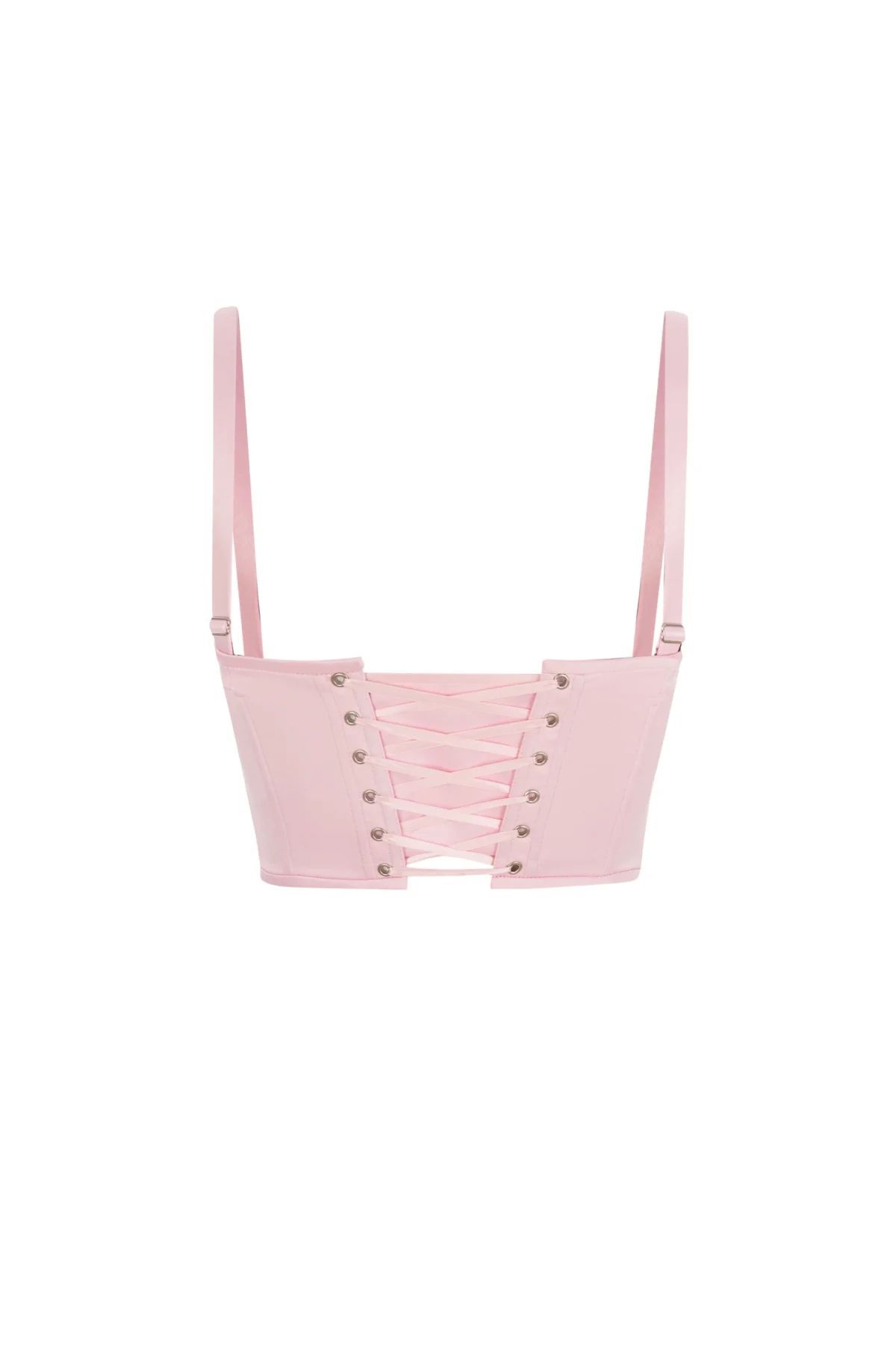 Short Pink Satin Bustier Top Corset with Sleeves