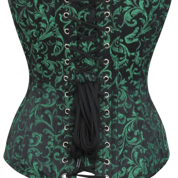 Green and Black Overbust Gothic Corset with Zip and Button