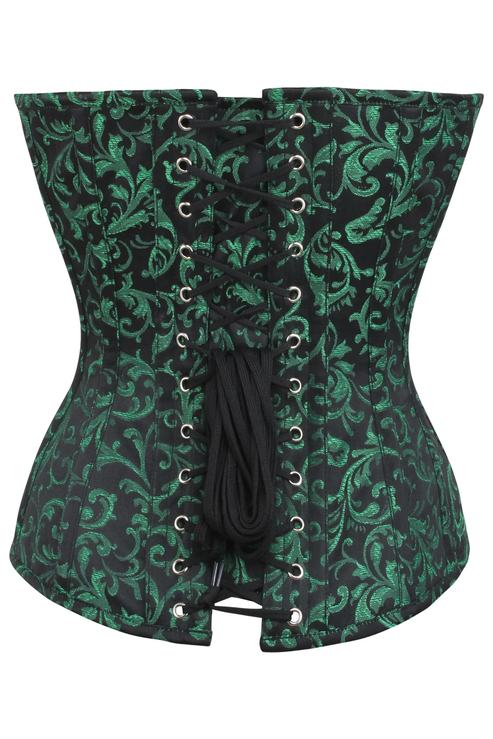 Green and Black Overbust Gothic Corset with Zip and Button Green and Black Overbust Gothic Corset with Zip and Button
