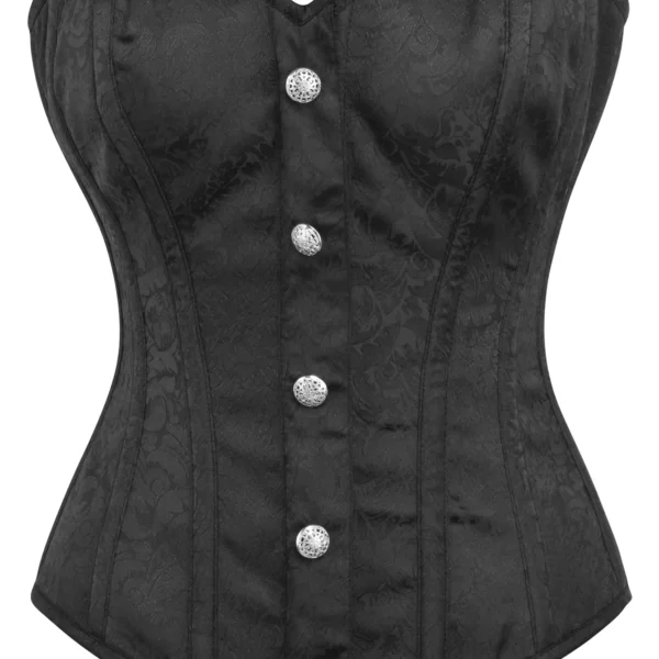 Halloween Costume Black Overbust Corset with Zip and Button