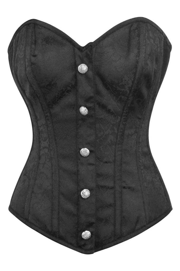 Halloween Costume Black Overbust Corset with Zip and Button