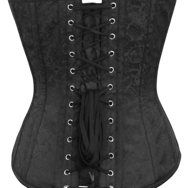 Halloween Costume Black Overbust Corset with Zip and Button