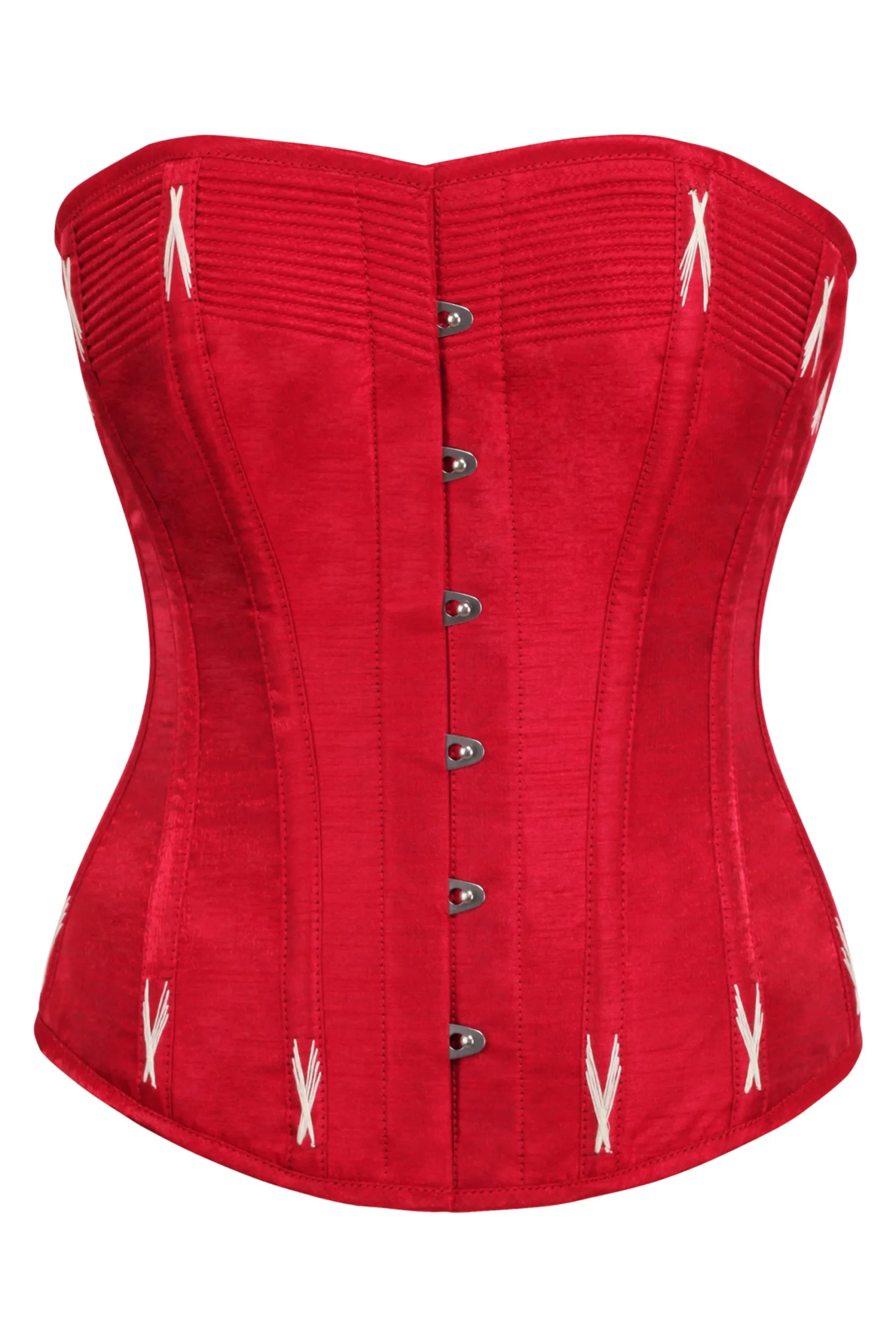 Lipstick Red Overbust Corset with White Flossing Lipstick Red Overbust Corset with White Flossing