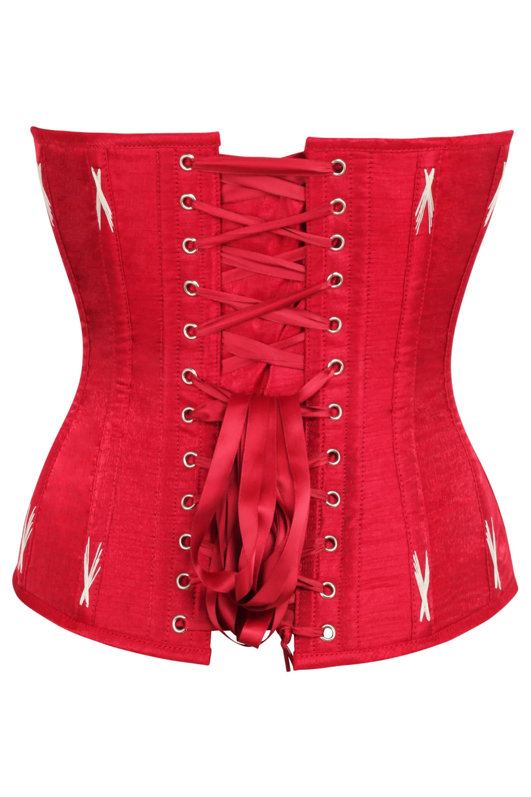 Lipstick Red Overbust Corset with White Flossing Lipstick Red Overbust Corset with White Flossing