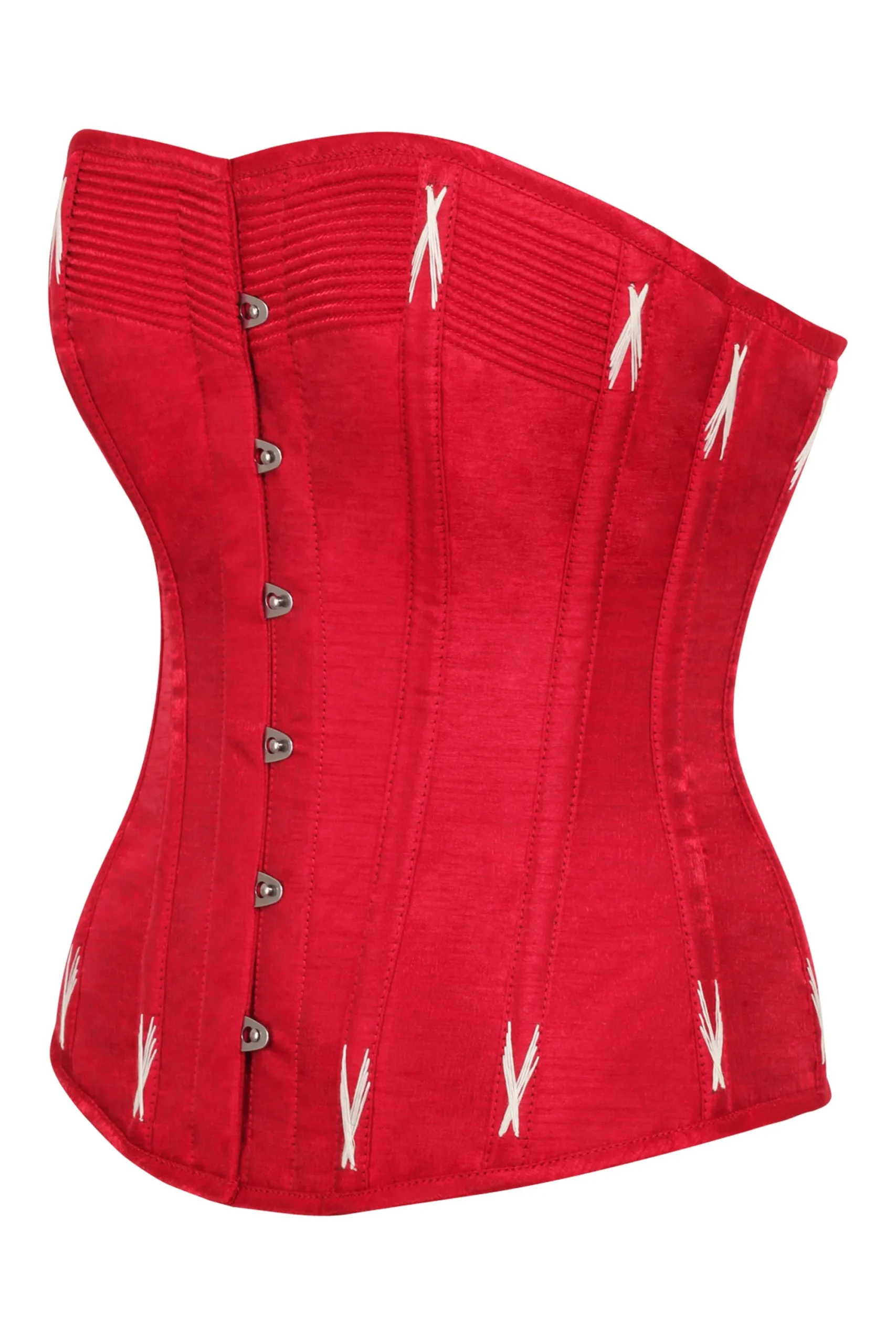 Lipstick Red Overbust Corset with White Flossing Lipstick Red Overbust Corset with White Flossing