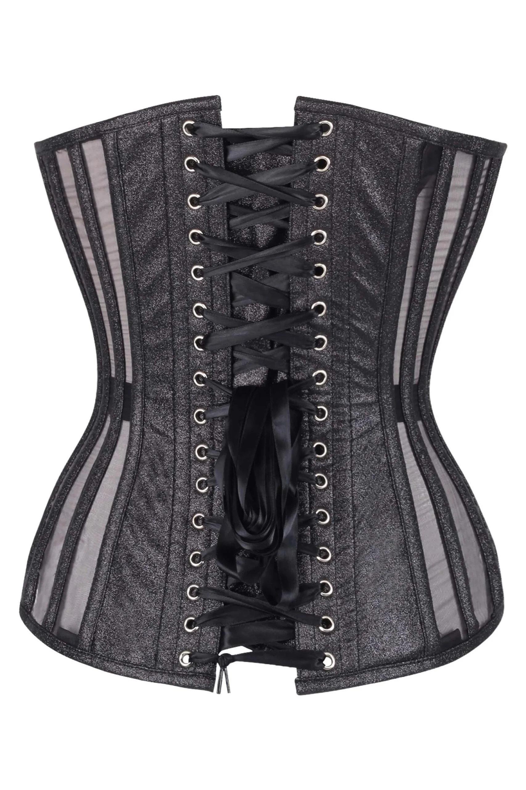 Black Overbust Gothic Corset with Plunge Neckline & Side Zip Black Overbust Gothic Corset with Plunge Neckline & Side Zip
