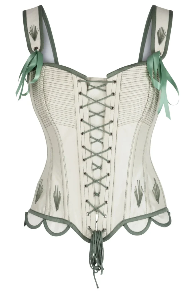 Embroidered Overbust Corset with Flossing with Shoulder Straps