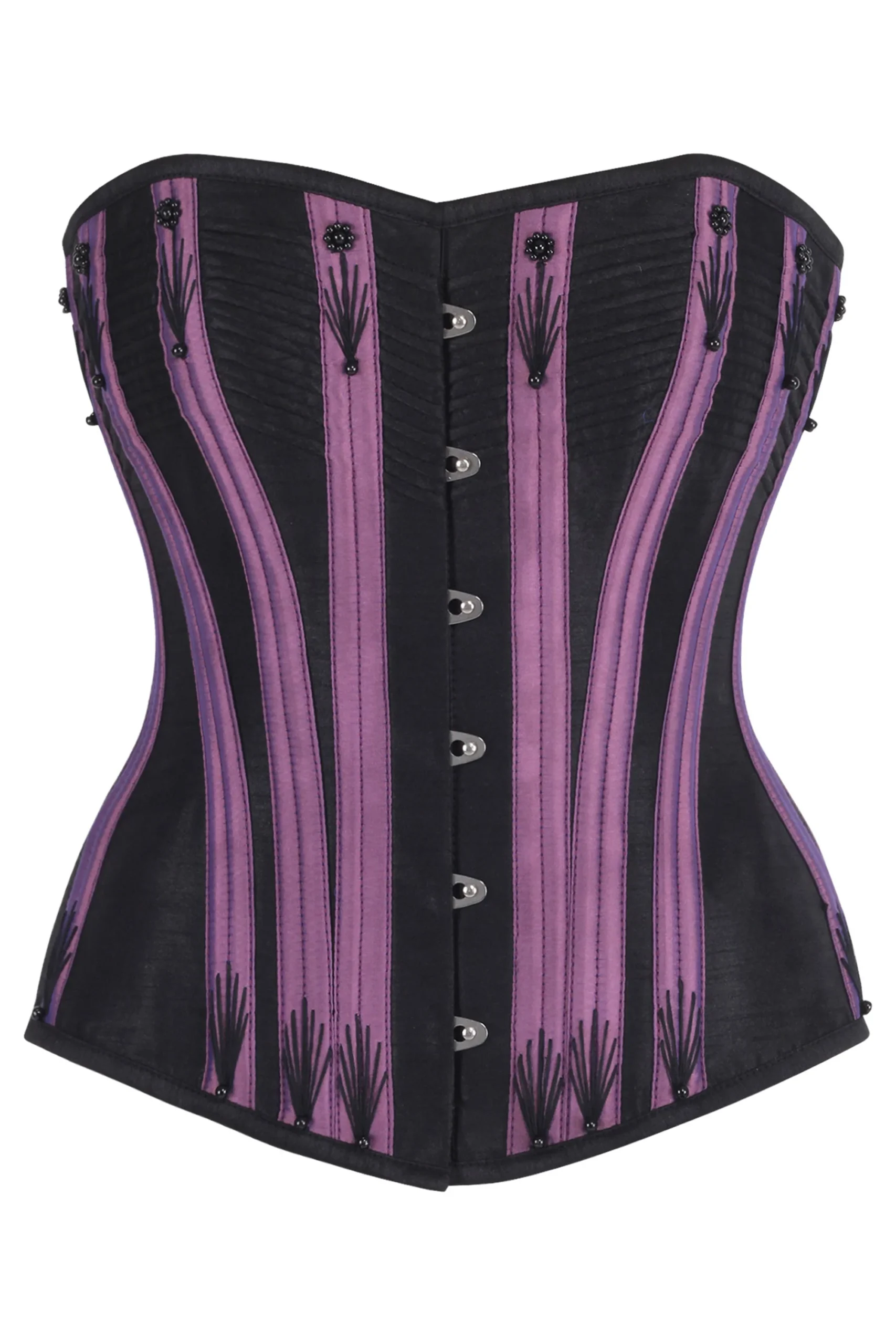Black & Purple Overbust Corset with Black Flossing Black & Purple Overbust Corset with Black Flossing
