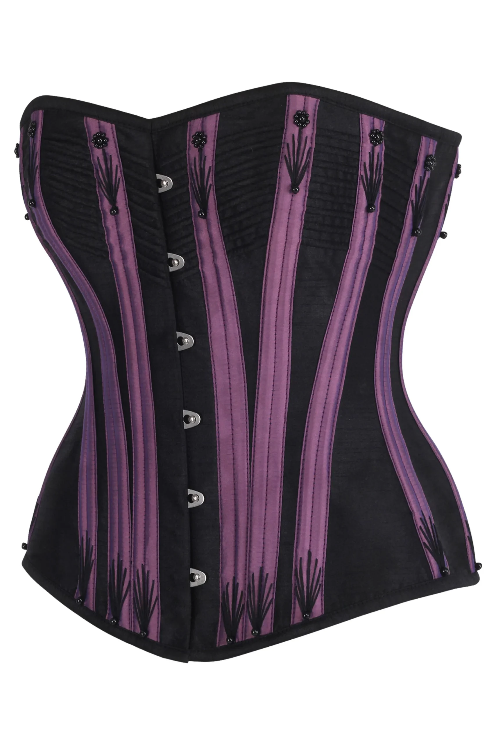 Black & Purple Overbust Corset with Black Flossing Black & Purple Overbust Corset with Black Flossing