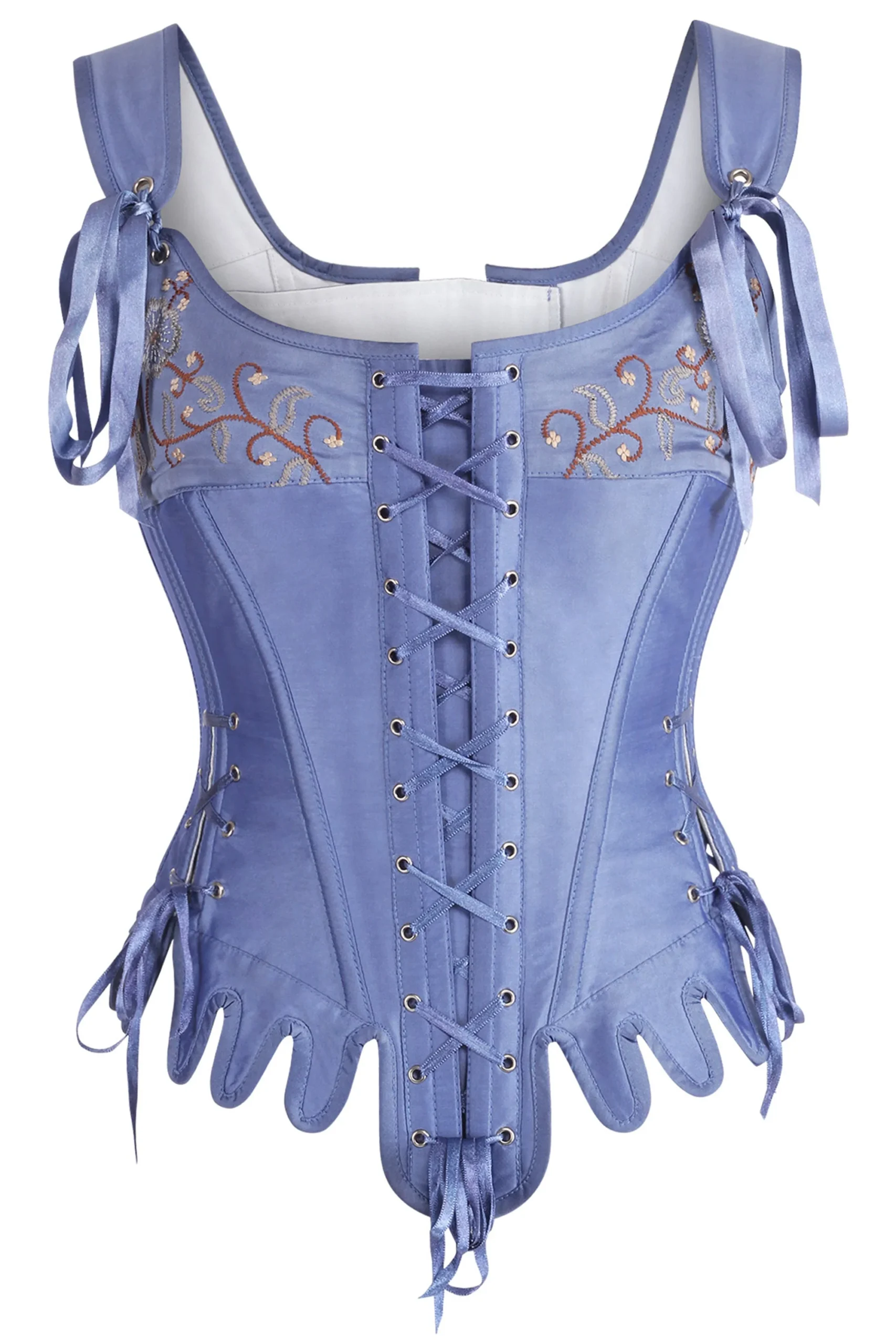 Blue Satin Historically Inspired Corset with Shoulder Straps Blue Satin Historically Inspired Corset with Shoulder Straps