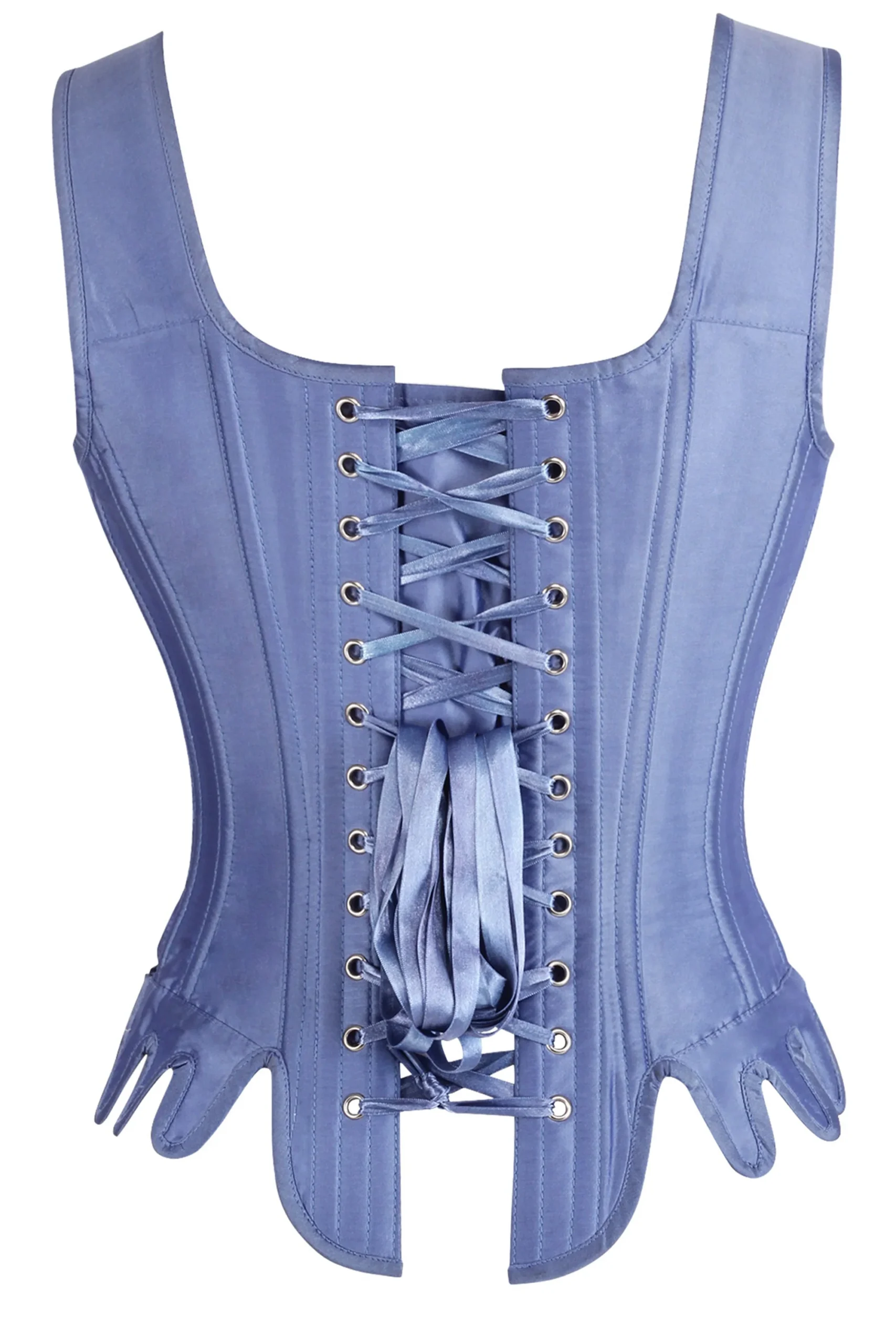 Blue Satin Historically Inspired Corset with Shoulder Straps Blue Satin Historically Inspired Corset with Shoulder Straps