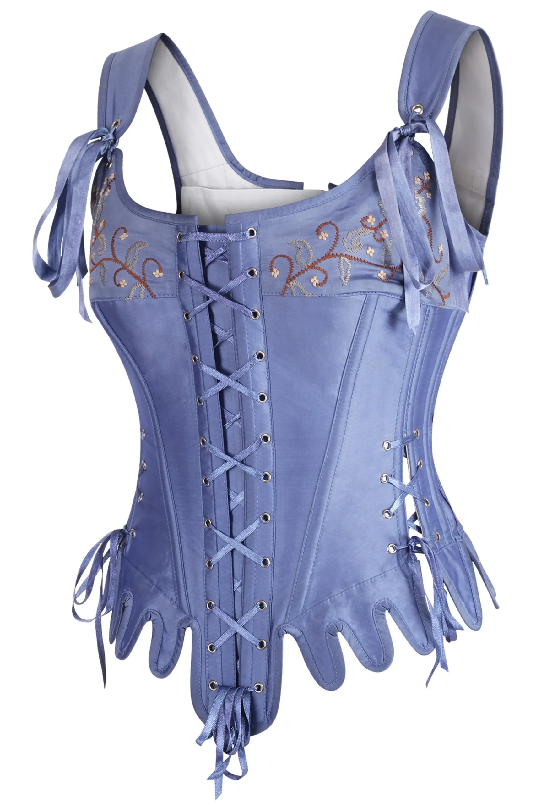 Blue Satin Historically Inspired Corset with Shoulder Straps Blue Satin Historically Inspired Corset with Shoulder Straps
