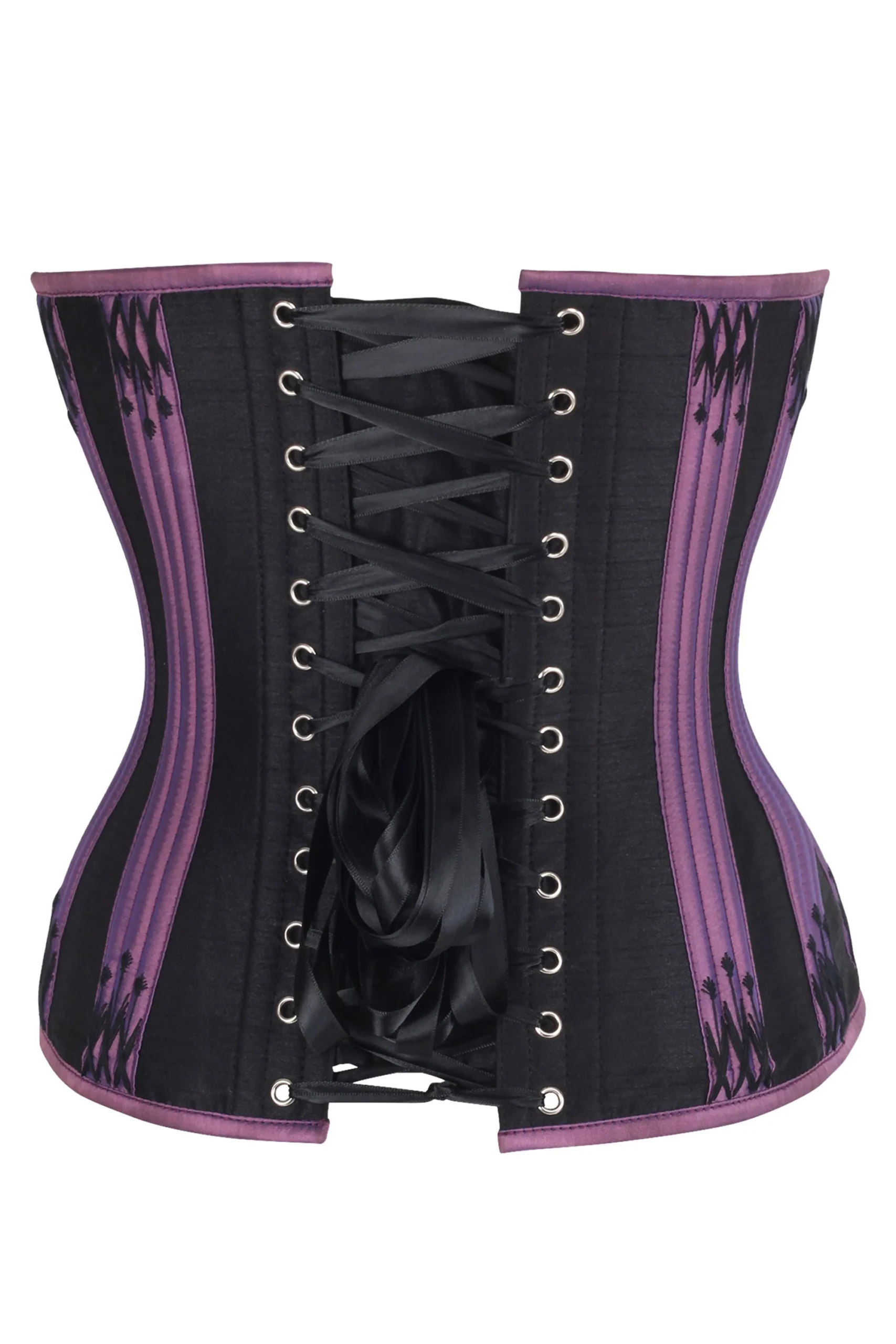Purple & Black Overbust Corset with Decorative Flossing Purple & Black Overbust Corset with Decorative Flossing