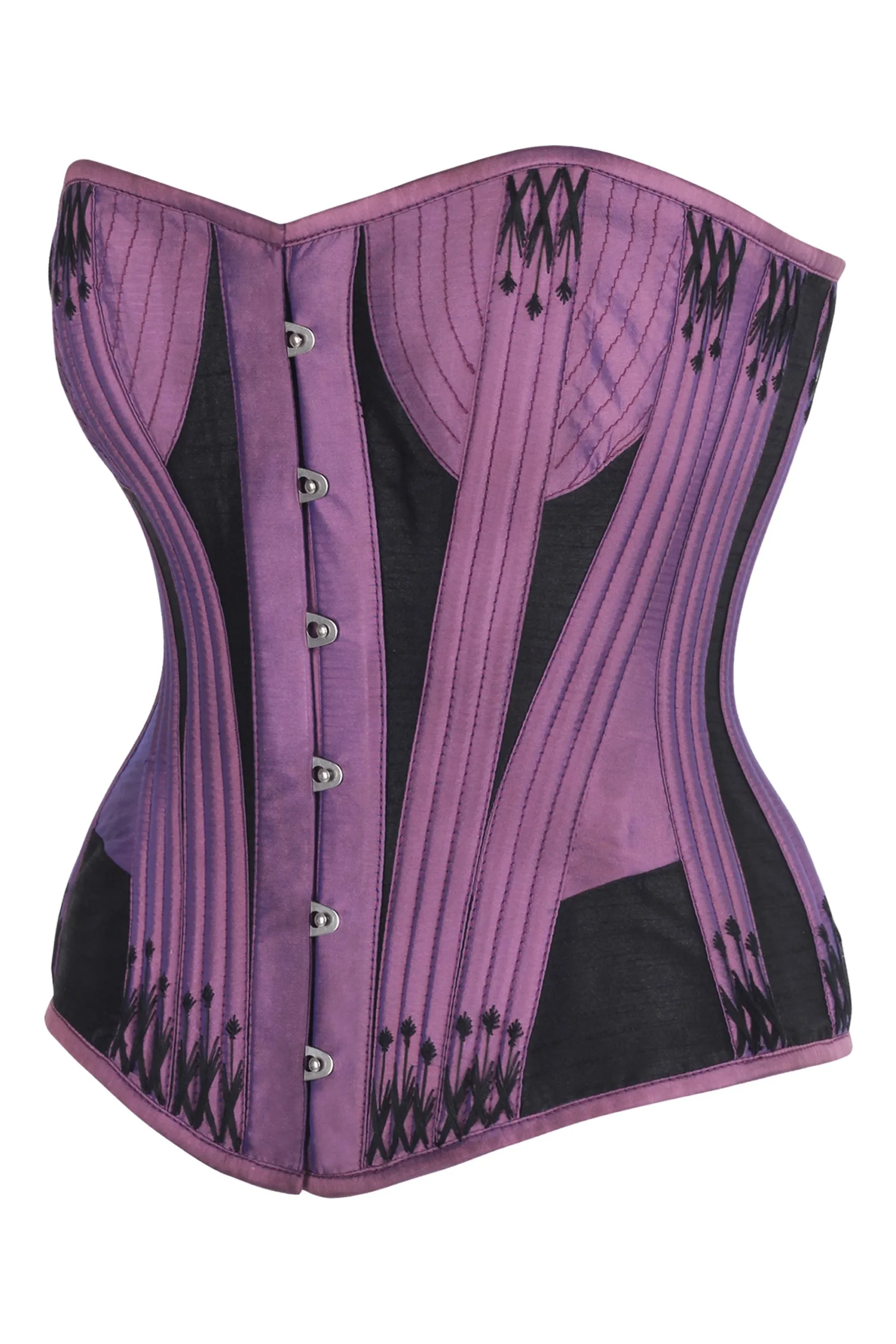 Purple & Black Overbust Corset with Decorative Flossing Purple & Black Overbust Corset with Decorative Flossing