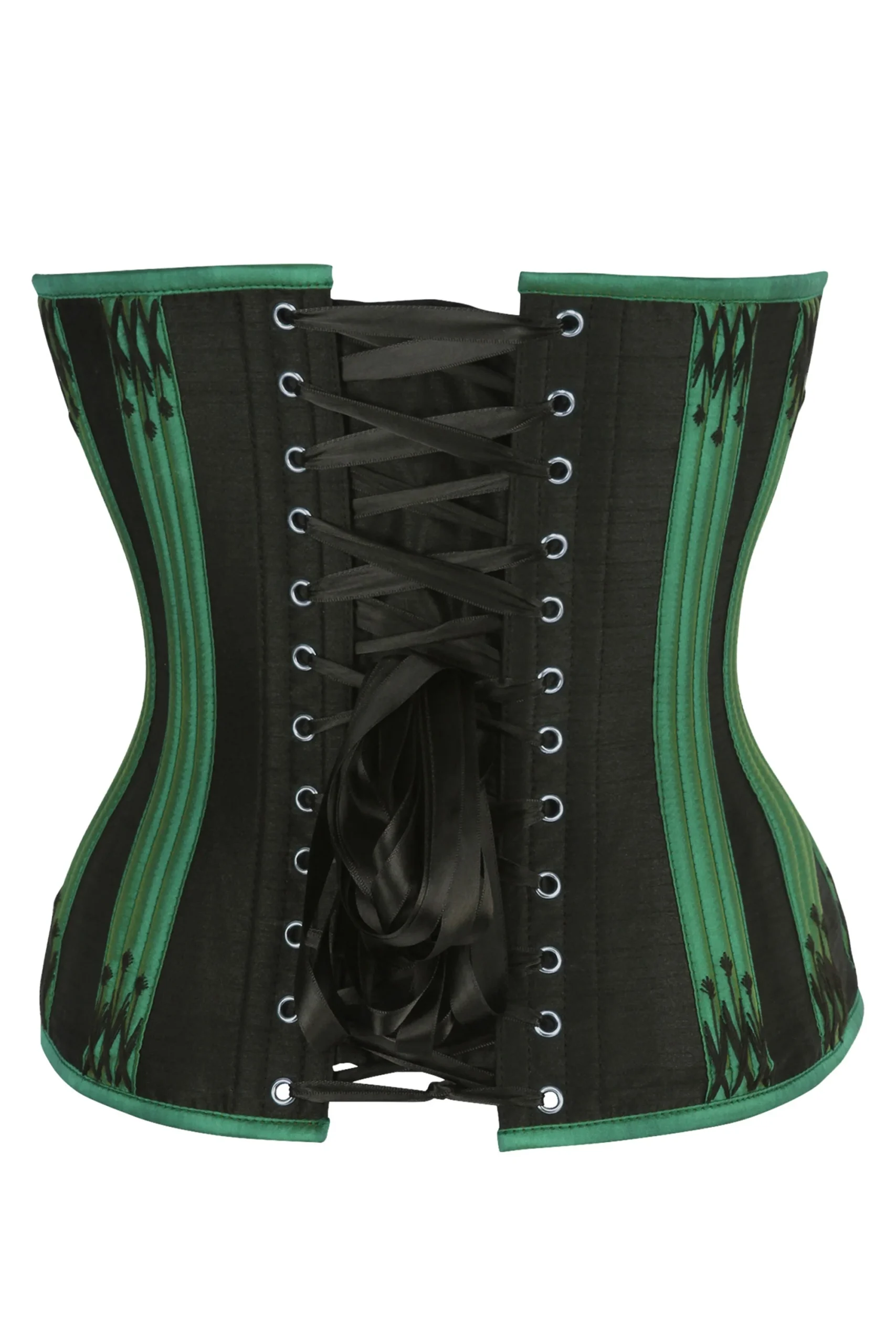 Green & Black Overbust Corset with Black Flossing Green & Black Overbust Corset with Black Flossing