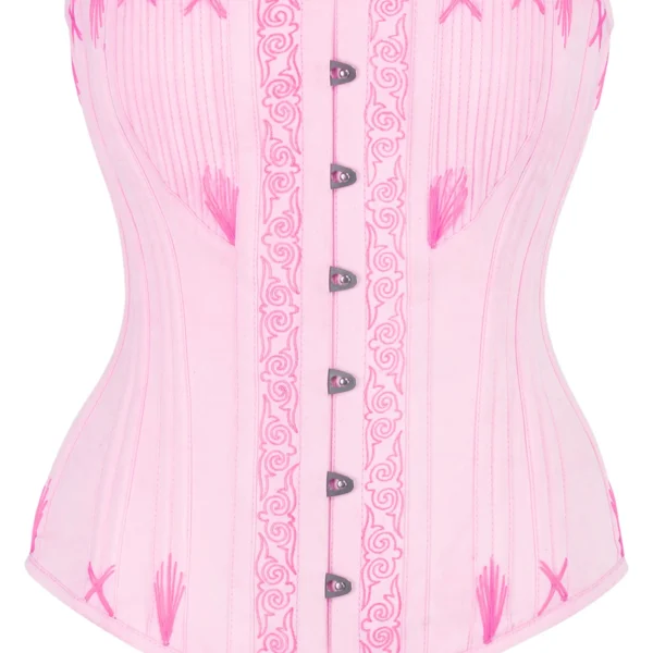 Pink Overbust Steel Boned Corset with Decorative Flossing