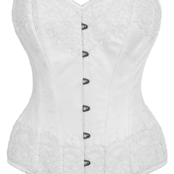 White Satin Couture Gothic Overbust Corset