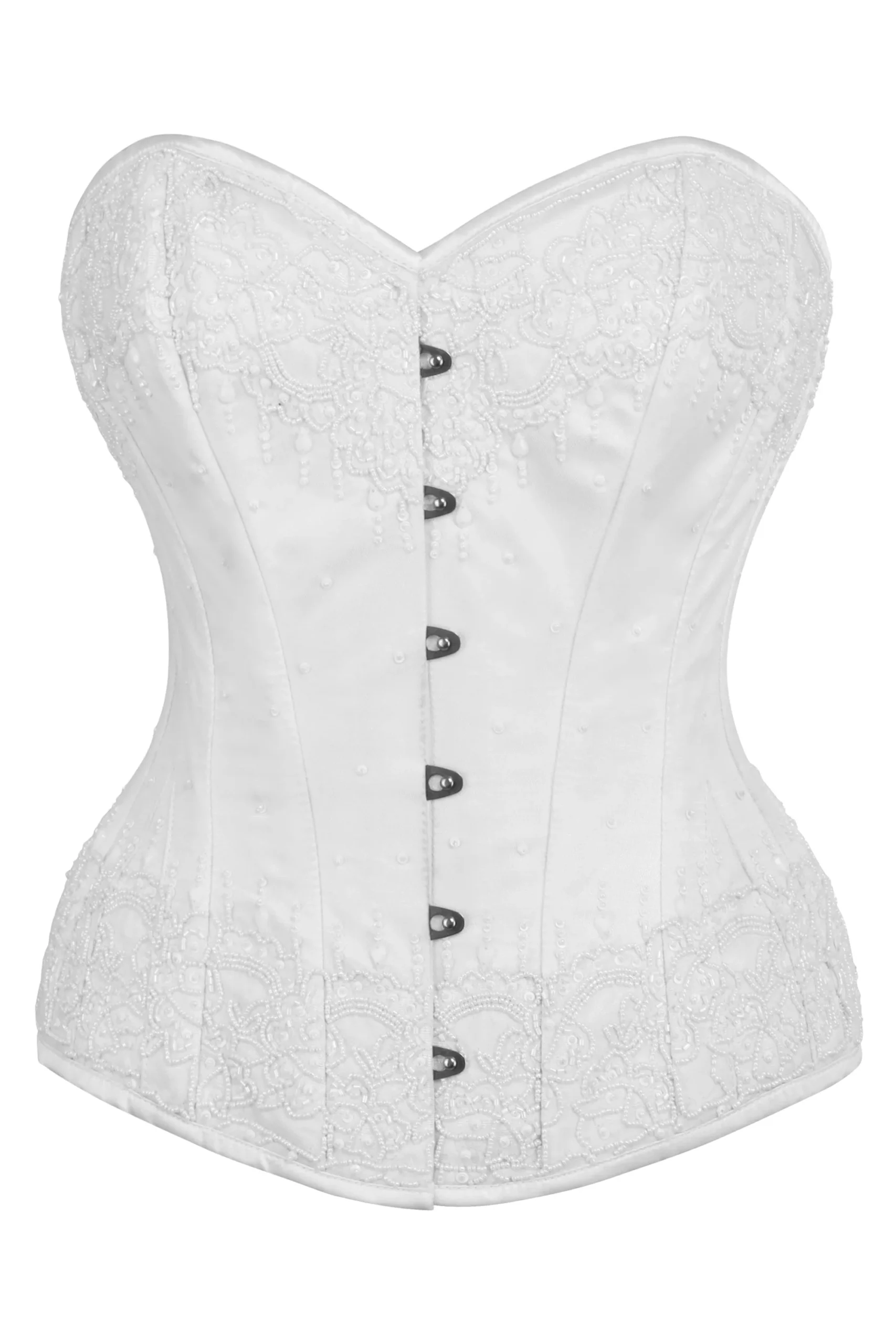 White Satin Couture Gothic Overbust Corset White Satin Couture Gothic Overbust Corset