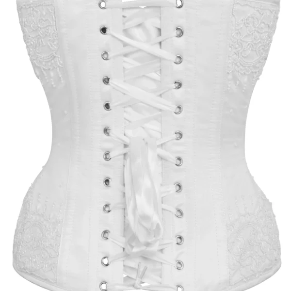 White Satin Couture Gothic Overbust Corset