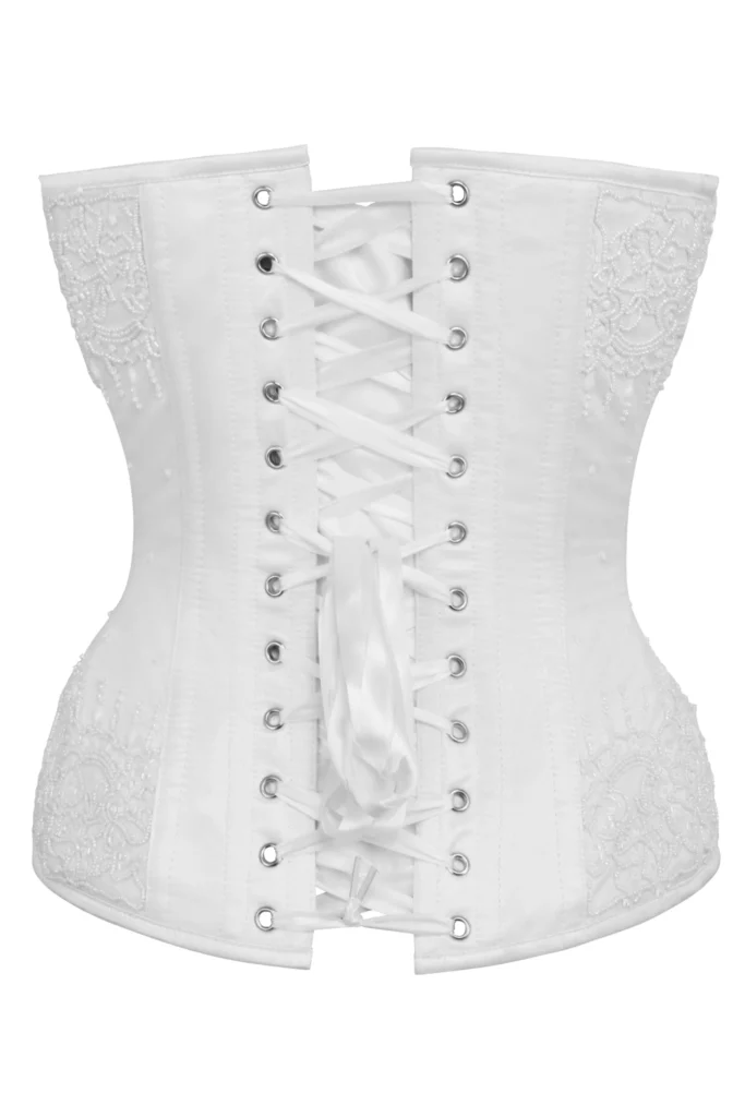 White Satin Couture Gothic Overbust Corset